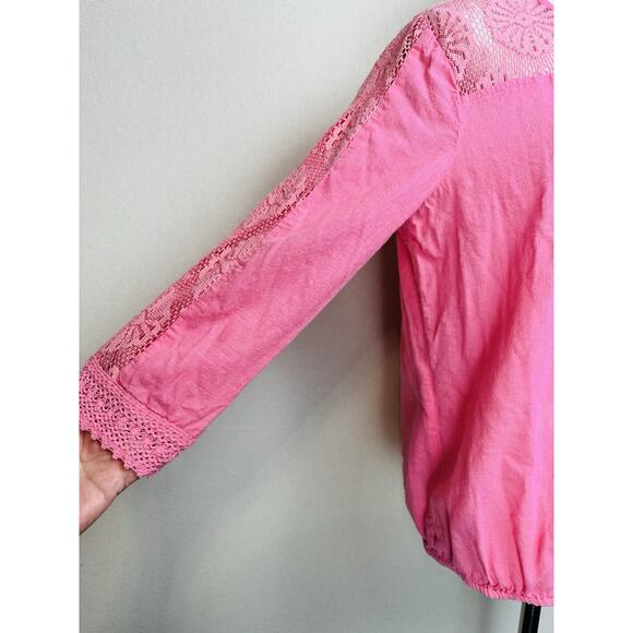Vintage America Women's Small Blouse Pink Lace Accent Feminine Cottage Core - Picture 3 of 14